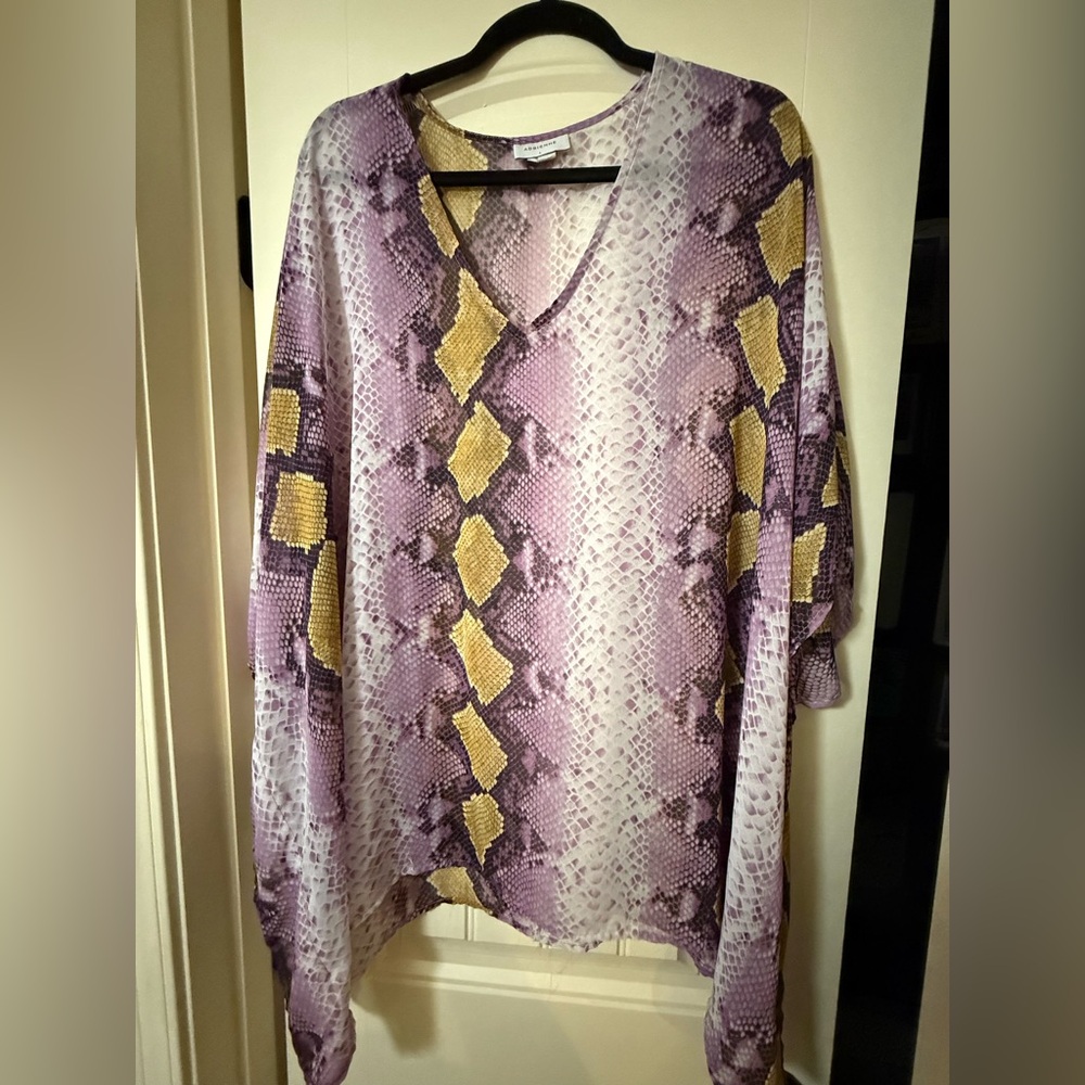 Adrienne Purple and Yellow Snake Print Blouse